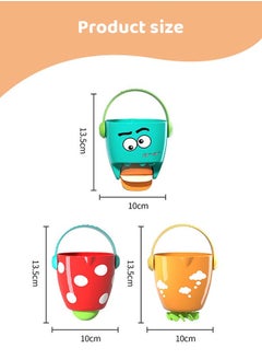 Soft Touch 3 Pcs Toddler Bath Bucket Baby Bath Toy Toddler Bathroom Toy Bath Shower Toy Portable Shower Bucket With Handle For Beaches  - Image 3