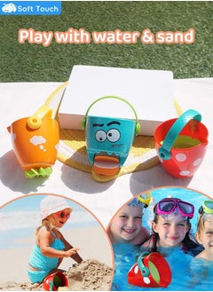 Soft Touch 3 Pcs Toddler Bath Bucket Baby Bath Toy Toddler Bathroom Toy Bath Shower Toy Portable Shower Bucket With Handle For Beaches  - Image 2