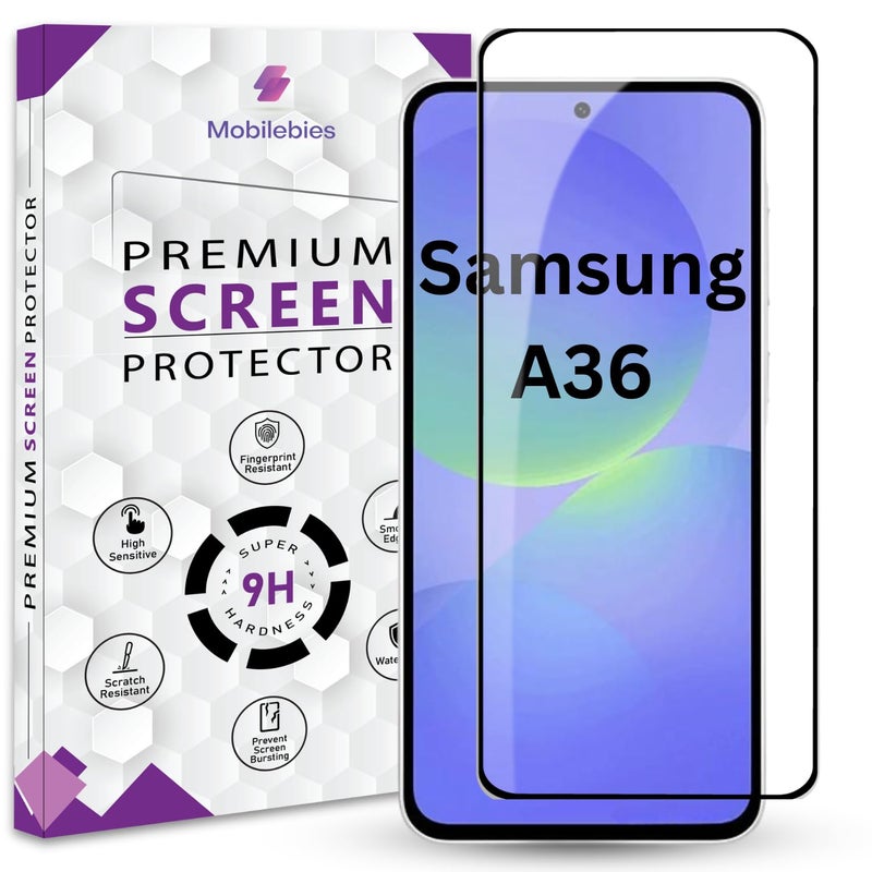 Mobilebies Premium Tempered Glass Screen Protector Guard For Samsung A36 (6.7 Inch, Pack of 1) |HD Clear Edge to Edge Coverage With Easy to installation kit - Image 1