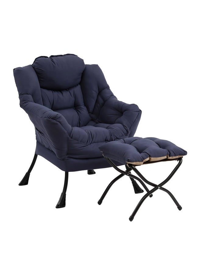 Furlide Lazy Chair with Ottoman, Modern Chair with Folding Footrest, Lounge Accent Chair, Comfortable Reading Chair (Navy Blue) - Image 1