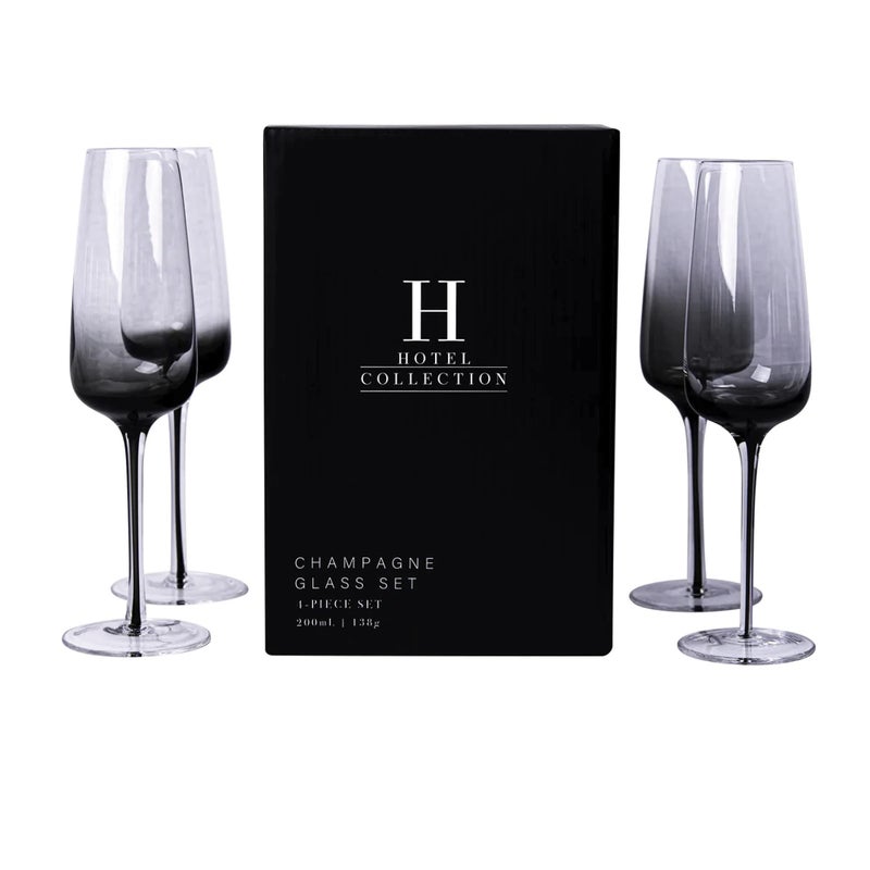 Aroma360 Hotel Collection Smoke Stem Champagne Glasses  Smoky Black Champagne and Coupe Flutes to Elevate Every Special Moment that Calls for Sparkling Wine  4 Glasses 4 Glasses Champagne