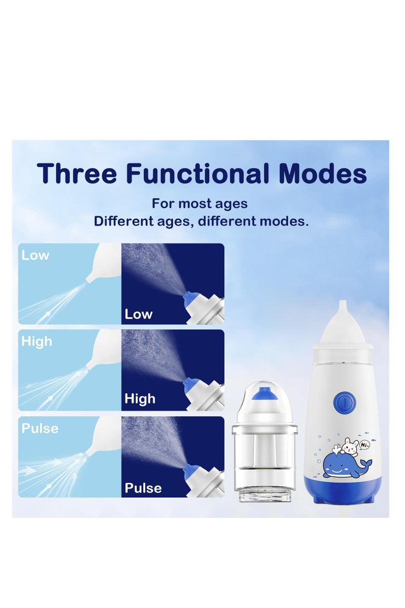 شفاط أنف ومنظف أنف 2 في 1 كهربائي محمول للأطفال مع 3 مستويات لتخفيف الاحتقان مع 21 عبوة ملح للتنظيف والتلطيف - Image 3