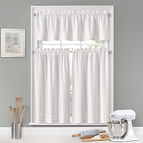 Vue Kingsbury Small Panel Tiers Privacy Window Treatment Pair Bathroom, Living Room, 52" x 45", White - Image 3