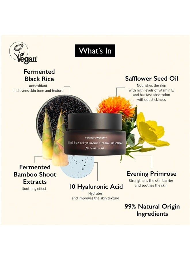 HARUHARU Wonder Black Rice 10 Hyaluronic Cream Unscented, 1.6 fl oz - Image 3