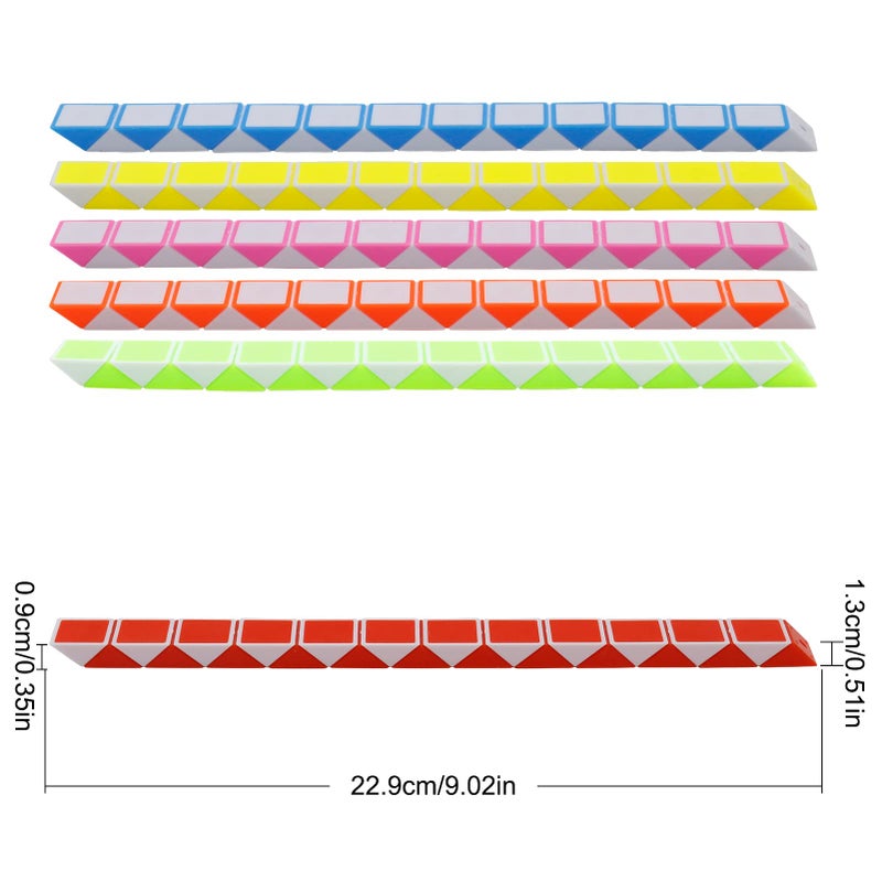 LENDOD 12 Pack 24 Blocks Mini Fidget Snake Cube Mini Twist Puzzle Cubes Magic Speed Cubes Toy for Kids Party Bag Fillers, Party Supplies - Image 3