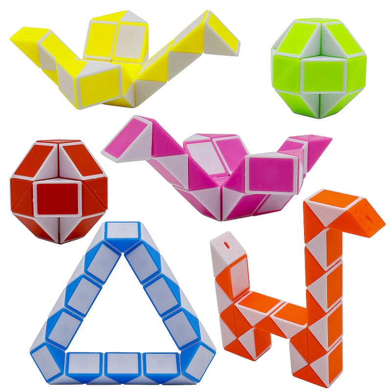 LENDOD 12 Pack 24 Blocks Mini Fidget Snake Cube Mini Twist Puzzle Cubes Magic Speed Cubes Toy for Kids Party Bag Fillers, Party Supplies - Image 2