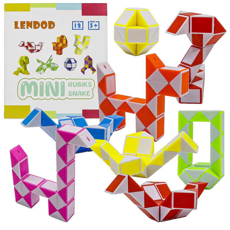 LENDOD 12 Pack 24 Blocks Mini Fidget Snake Cube Mini Twist Puzzle Cubes Magic Speed Cubes Toy for Kids Party Bag Fillers, Party Supplies - Image 4
