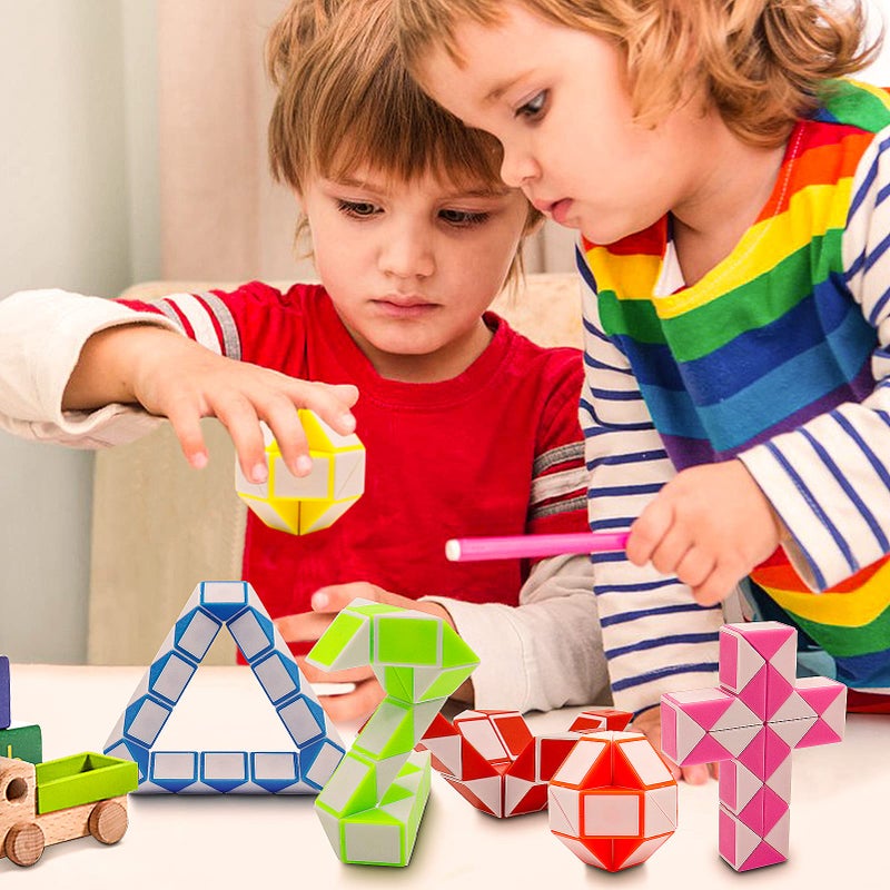 LENDOD 12 Pack 24 Blocks Mini Fidget Snake Cube Mini Twist Puzzle Cubes Magic Speed Cubes Toy for Kids Party Bag Fillers, Party Supplies - Image 5