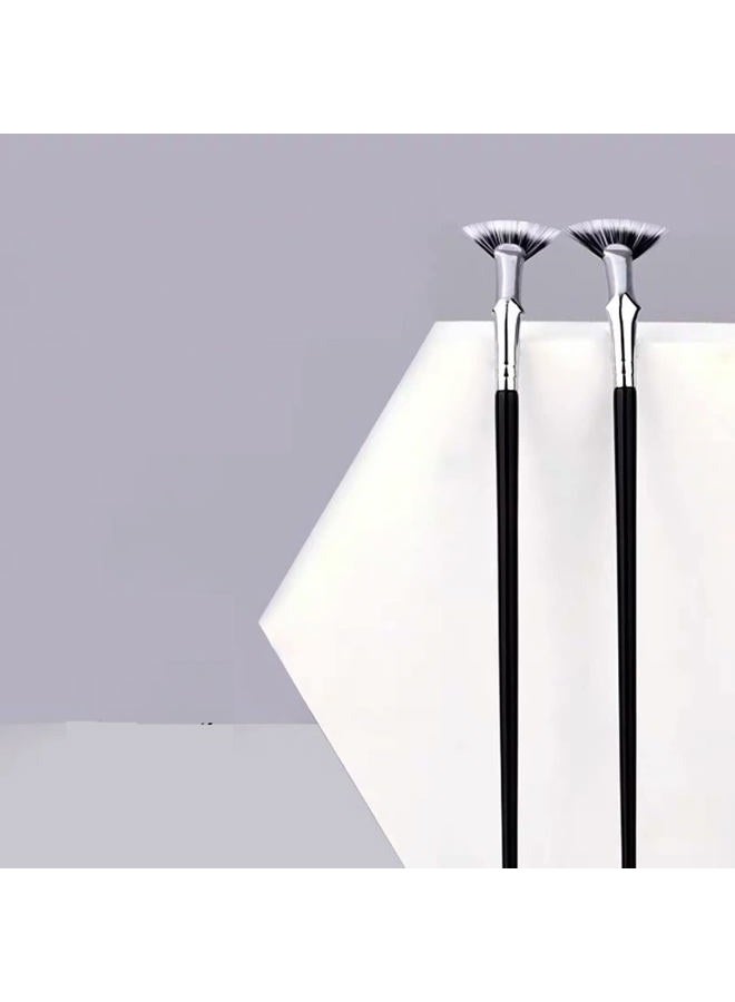 TEONEI Fan Mascara Brushes Eyelash Eyebrow Brush Makeup Brush Eye Lashes Makeup Tools Eyelash Brush Eyebrow Brush Eye Shadow Brush,2Pcs(Bent) - Image 2