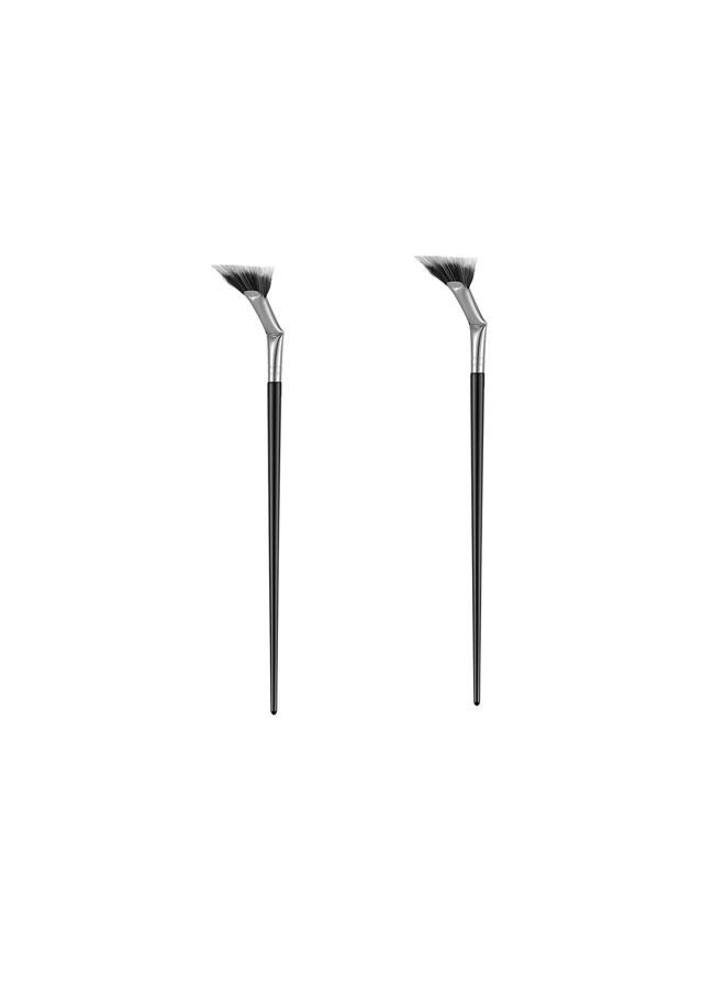TEONEI Fan Mascara Brushes Eyelash Eyebrow Brush Makeup Brush Eye Lashes Makeup Tools Eyelash Brush Eyebrow Brush Eye Shadow Brush,2Pcs(Bent) - Image 1