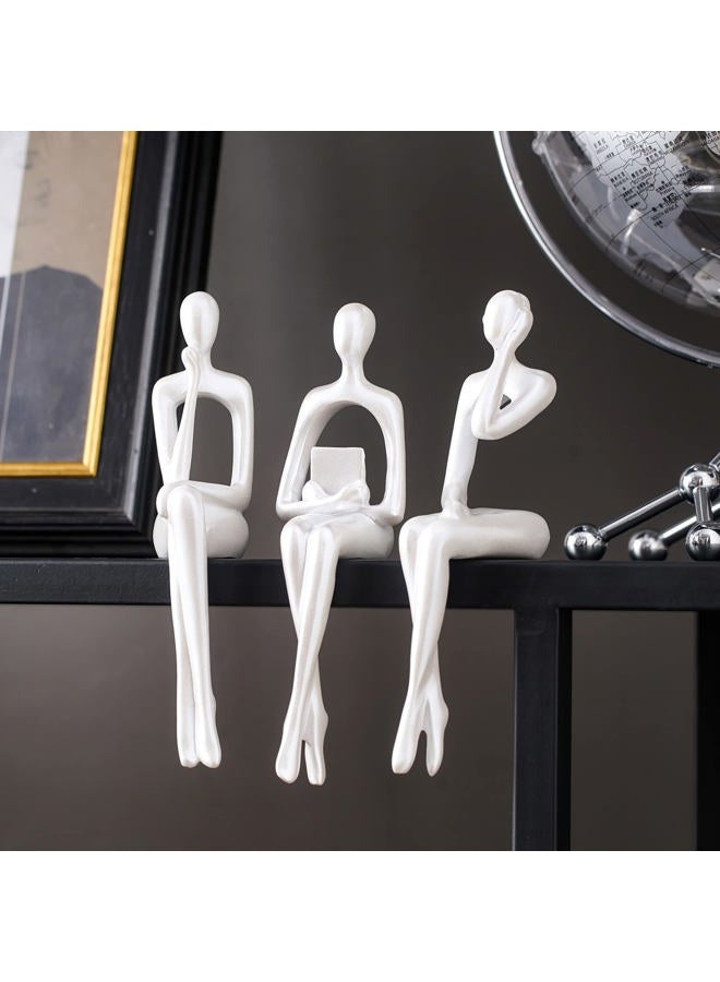 XINXUAN White Abstract Resin Sculpture - Modern Art Figurine Ornament for Home and Office Decor - Bookshelf, TV Stand, Table Decorations for Living Room - Image 3
