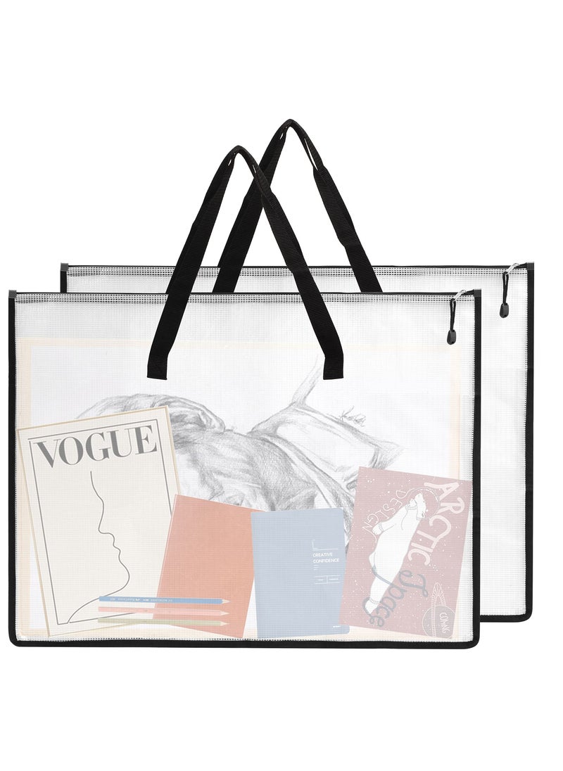 Excefore 2 Pack Art Portfolio Case, Portfolio Folder for Artwork, Posters Storage Bag with Zipper and Handle Mesh Folder Organizers for Poster, Scrapbook, Keepsake and Bulletin Board(19x25 in)  - Image 1