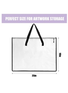 Excefore 2 Pack Art Portfolio Case, Portfolio Folder for Artwork, Posters Storage Bag with Zipper and Handle Mesh Folder Organizers for Poster, Scrapbook, Keepsake and Bulletin Board(19x25 in)  - Image 2