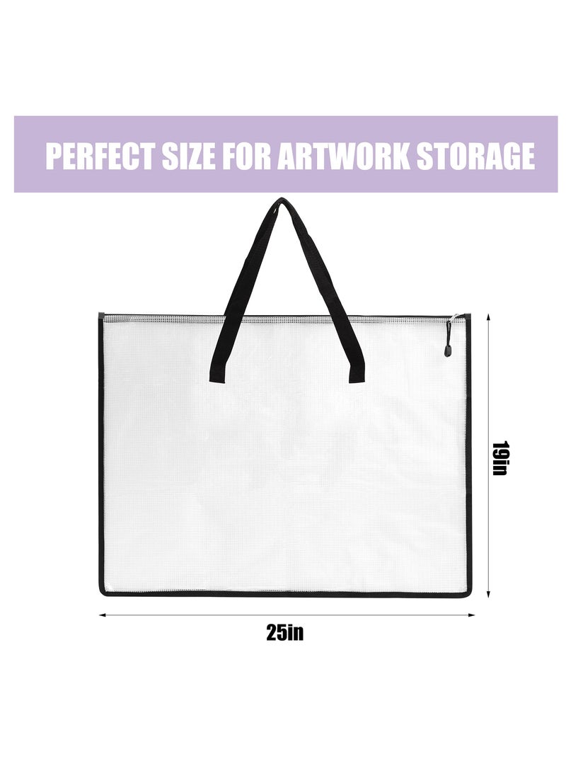 Excefore 2 Pack Art Portfolio Case, Portfolio Folder for Artwork, Posters Storage Bag with Zipper and Handle Mesh Folder Organizers for Poster, Scrapbook, Keepsake and Bulletin Board(19x25 in)  - Image 2