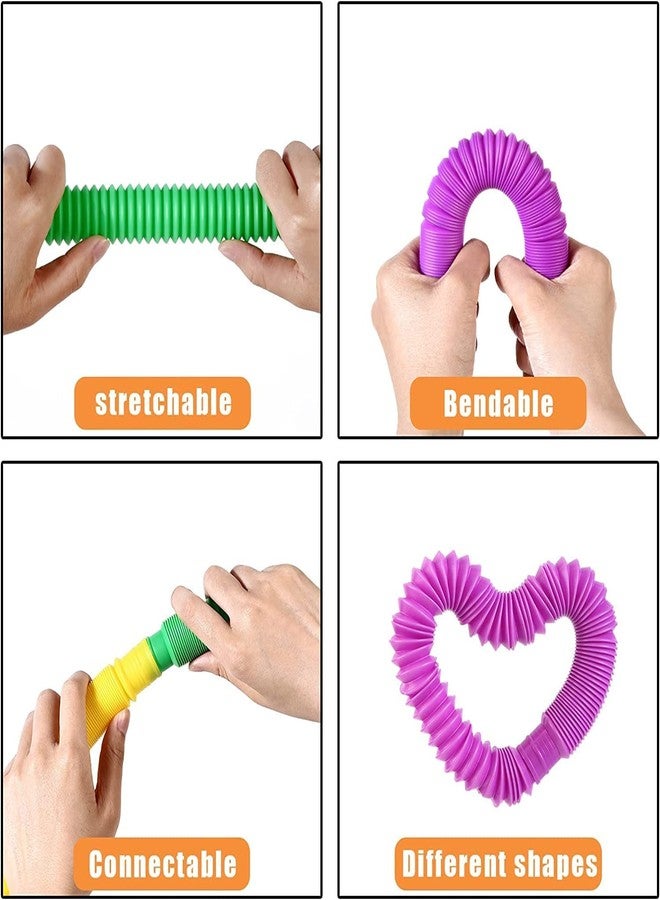 Fezeedi Kids Plastic New Game Tube Sensory Fidget Toy Multi-Color Stretchable Pipes Finger Toys Stress Reducer Anxiety Relief Pop Toy for Kids & Adults (Multi) - Image 3