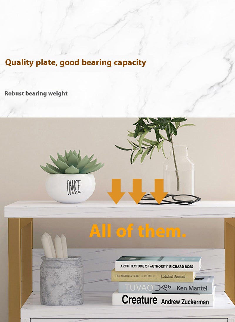 Sharpdo Ins Style Bedroom Living Room Small Multifunctional Bedside Table with Double Drawer Storage Cabinet 40*34*50CM  - Image 2