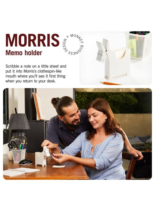 Monkey Business Morris The Donkey: Desktop Memo Holder |Cute Desk Accessories & Office Supplies | Funny Desk Decor & Office Accessories |Desk Supplies: Holders & Dispensers | Sticky Note Holder, White - Image 2