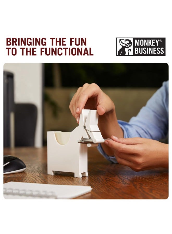 Monkey Business Morris The Donkey: Desktop Memo Holder |Cute Desk Accessories & Office Supplies | Funny Desk Decor & Office Accessories |Desk Supplies: Holders & Dispensers | Sticky Note Holder, White - Image 3