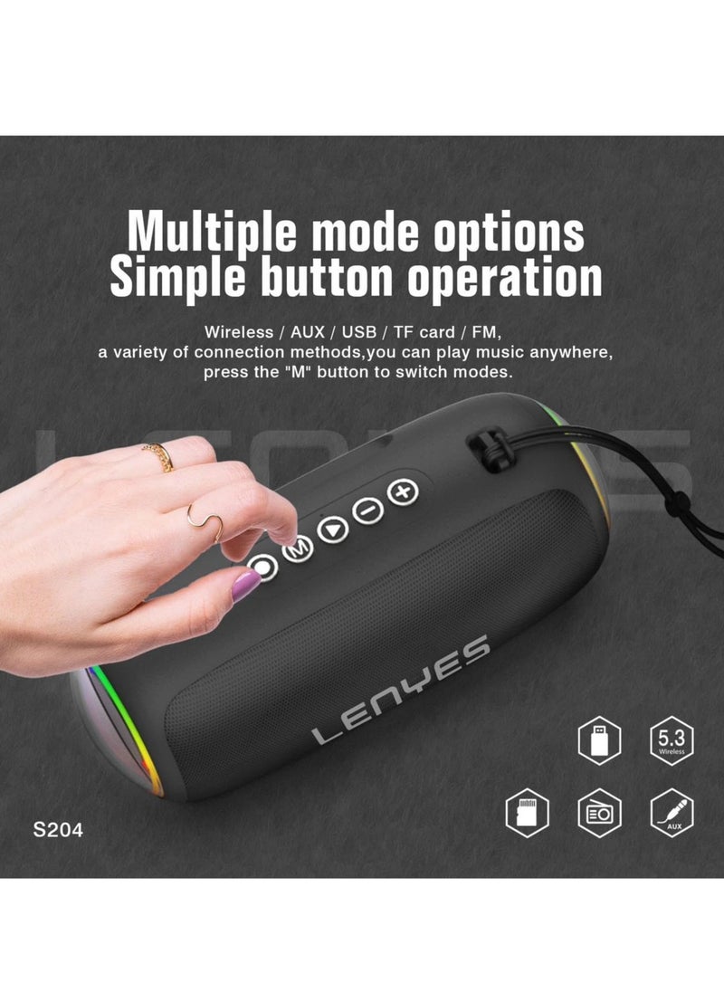 Lenyes - Lenyes RGB Portable Wireless Bluetooth Speaker with Type-C Charging Port - Lightweight and Stylish Speaker for Enhanced Audio Enjoyment, Perfect for Home and On-the-Go Entertainment (S204) - Image 1