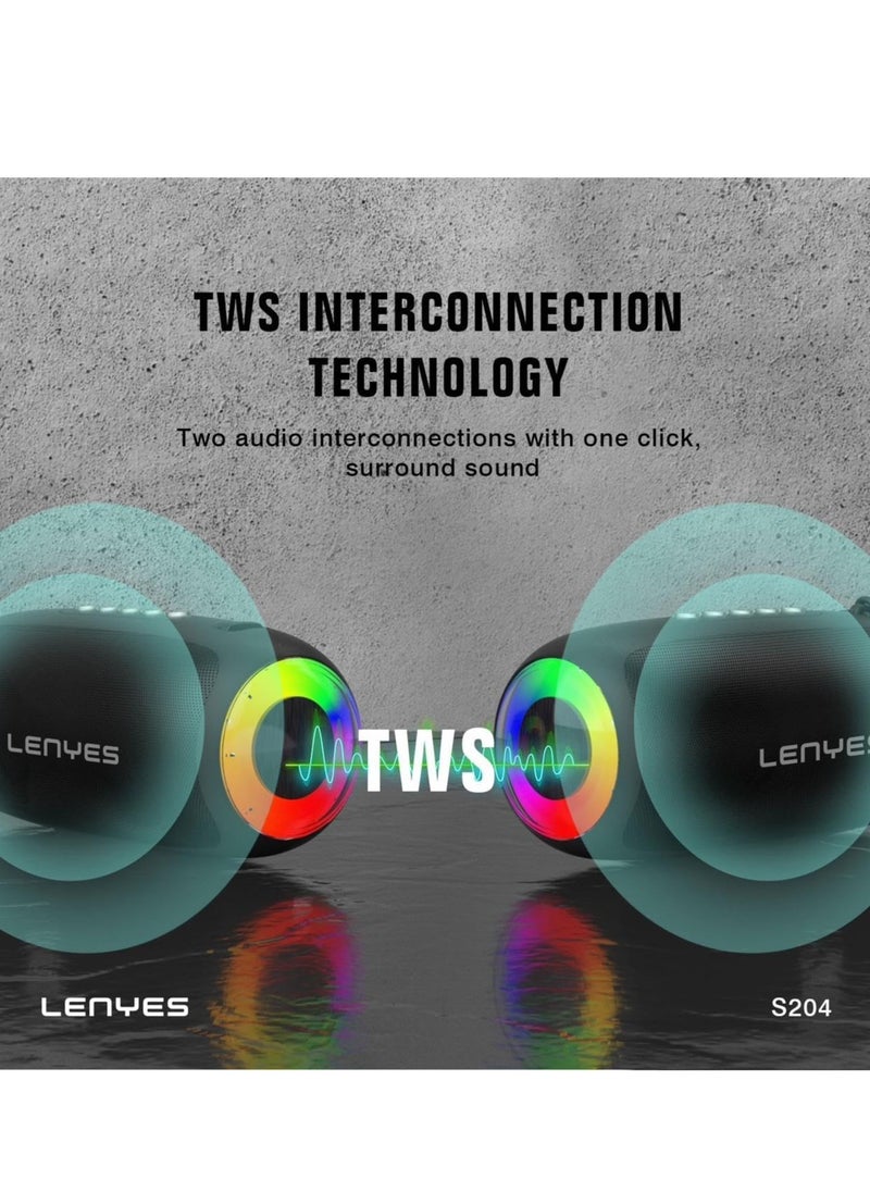 Lenyes - Lenyes RGB Portable Wireless Bluetooth Speaker with Type-C Charging Port - Lightweight and Stylish Speaker for Enhanced Audio Enjoyment, Perfect for Home and On-the-Go Entertainment (S204) - Image 1