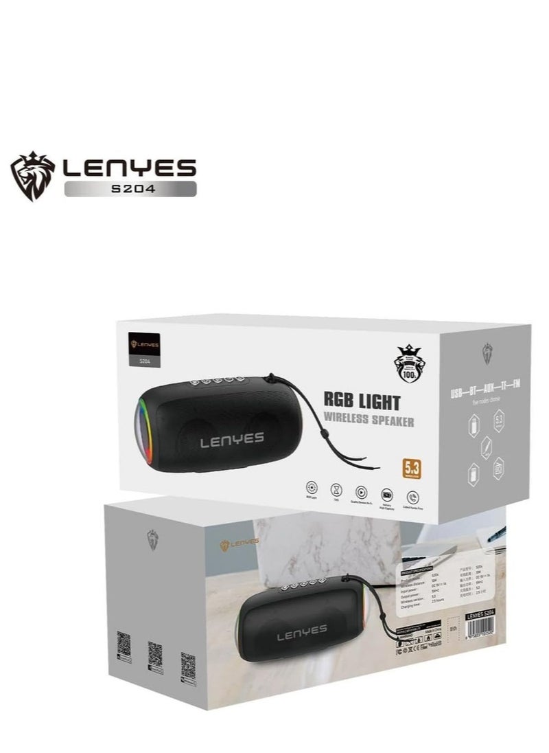 Lenyes - Lenyes RGB Portable Wireless Bluetooth Speaker with Type-C Charging Port - Lightweight and Stylish Speaker for Enhanced Audio Enjoyment, Perfect for Home and On-the-Go Entertainment (S204) - Image 1
