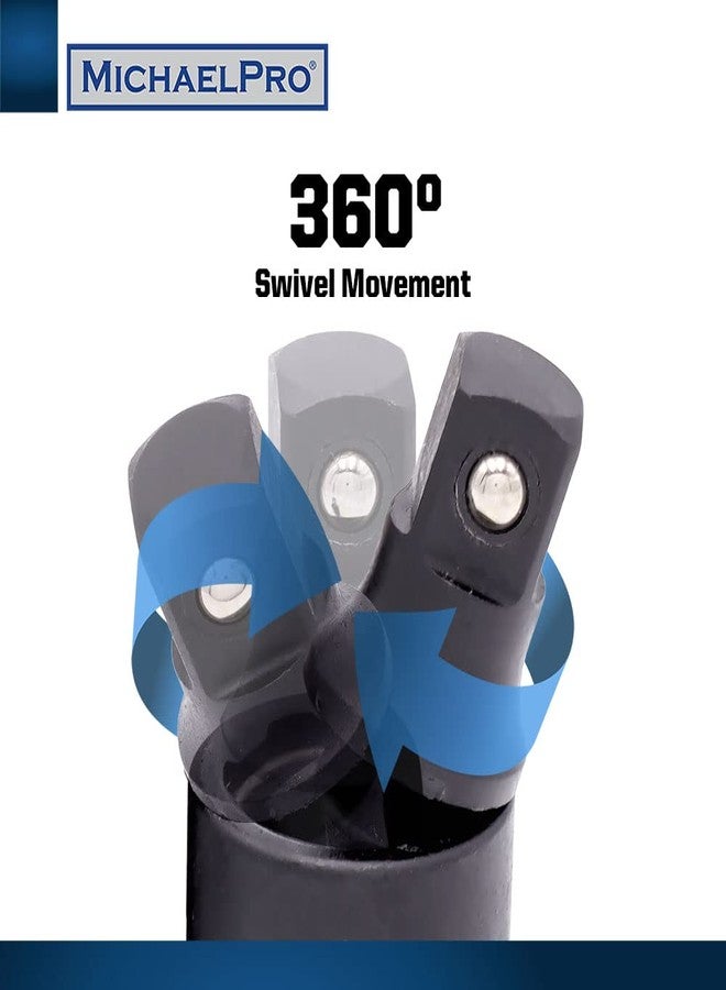 MichaelPro مجموعة محولات مقبس دوارة للمفاصل العالمية من MichaelPro، مكونة من 3 قطع، بمقاسات 1/4 بوصة، 3/8 بوصة، 1/2 بوصة، مصنوعة من فولاذ سبائك الكروم والموليبدينوم، مقابس بمفاصل U بزاوية 360 درجة، مثبتات يصعب الوصول إليها - MP005026 - Image 4