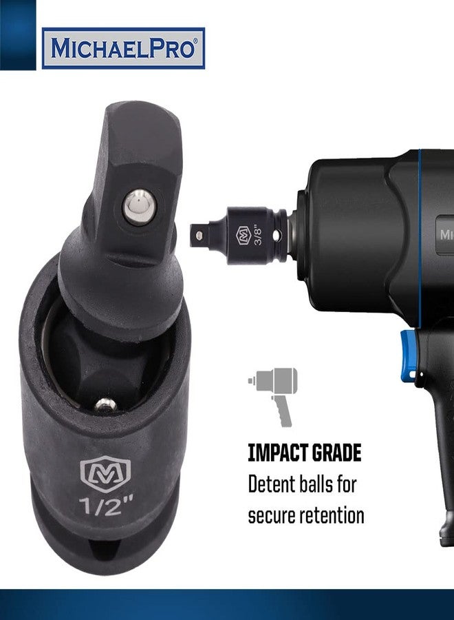 MichaelPro مجموعة محولات مقبس دوارة للمفاصل العالمية من MichaelPro، مكونة من 3 قطع، بمقاسات 1/4 بوصة، 3/8 بوصة، 1/2 بوصة، مصنوعة من فولاذ سبائك الكروم والموليبدينوم، مقابس بمفاصل U بزاوية 360 درجة، مثبتات يصعب الوصول إليها - MP005026 - Image 5