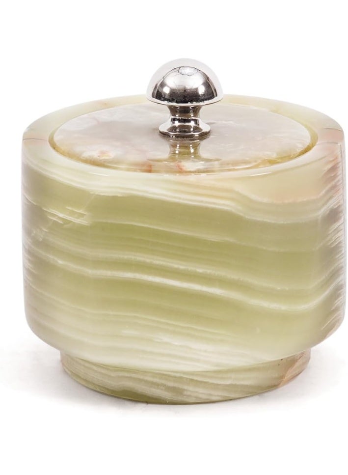 RADICALn Handmade Green Marble Salt Cellar with Lid 3 Inch Salt Box Spice Jar Sugar Bowl Salt Container Kitchen Counter Storage Home Decor Gift - Image 1