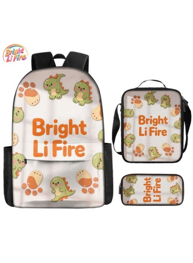 Bright Li Fire Three-piece set of cartoon bags, easily cope with various occasions (students, children, friends' outings, mountain climbing, schooling, etc.) | Backpack + hand-held + stationery bag | School season/holiday gifts - 4 - Image 1