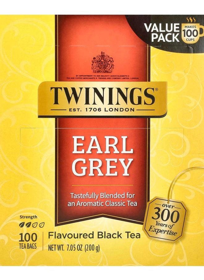 Twinings Flavored Black Tea Earl Grey  100 Tea Bags 7.05 oz (200 g) 