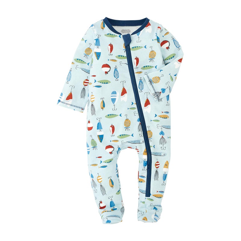 Mud Pie Baby Boys' Fishing Lure Sleeper, Blue, 3-6 Months - Image 1