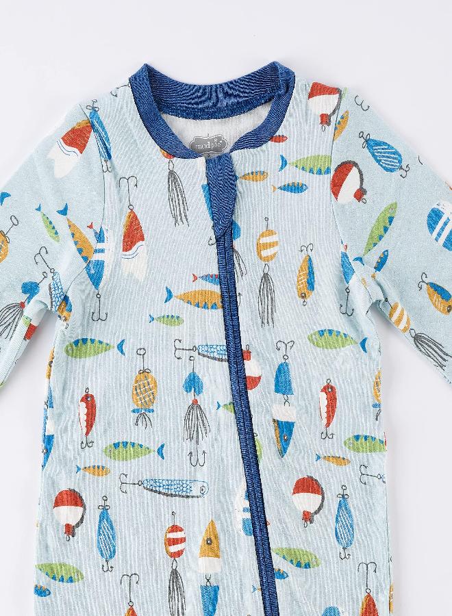 Mud Pie Baby Boys' Fishing Lure Sleeper, Blue, 3-6 Months - Image 5