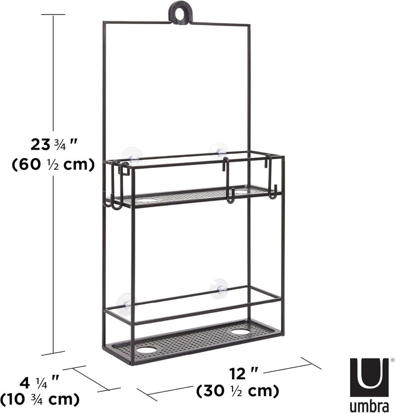 UMBRA Cubiko Shower Caddy, Black Metal Shower Caddy Over the Shower Head - Image 3