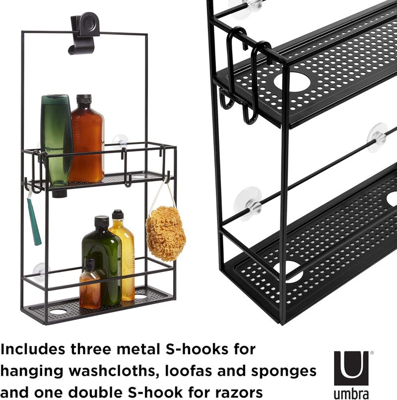 UMBRA Cubiko Shower Caddy, Black Metal Shower Caddy Over the Shower Head - Image 4