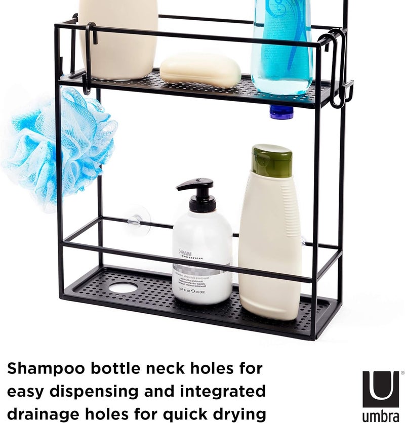 UMBRA Cubiko Shower Caddy, Black Metal Shower Caddy Over the Shower Head - Image 5