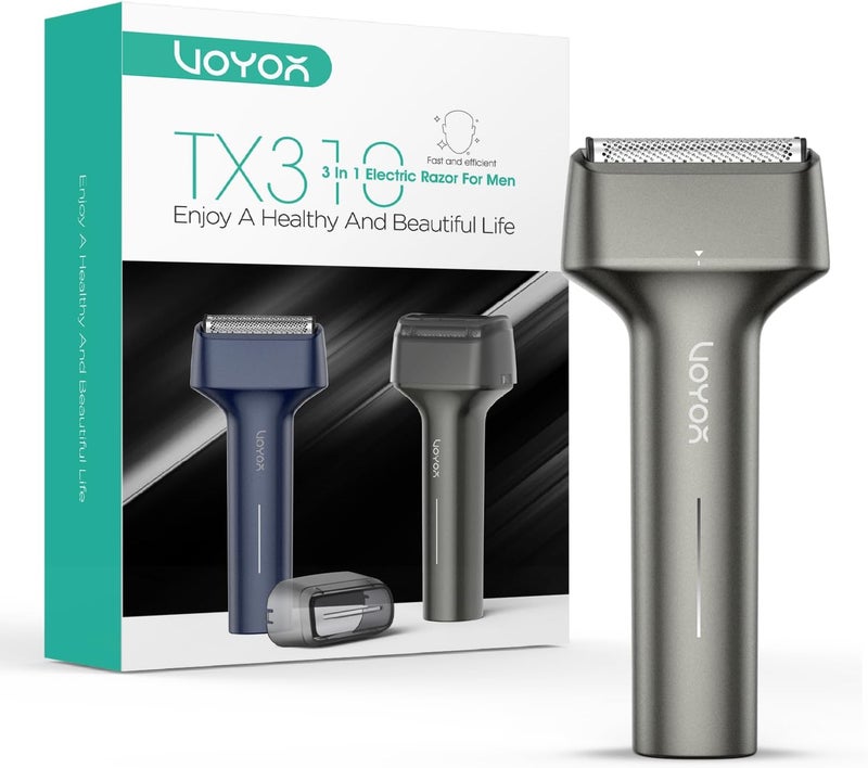 VOYOR Foil Shaver Electric Razor for Men 3 in 1 Shavers for Men with Double Foil Wet  Dry Face Shaver Lightweight Handheld Smooth Shave IPX6 Washable USBC Rechargeable Travel Razor TX310Grey