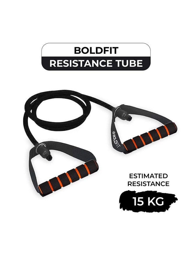 BOLDFIT أنبوب مقاومة بولدفيت مع مقابض فوم، ربط باب للتمارين والتمدد، مناسب في المنزل وصالة الألعاب الرياضية للرجال والنساء - 15 كجم - أسود - Image 2