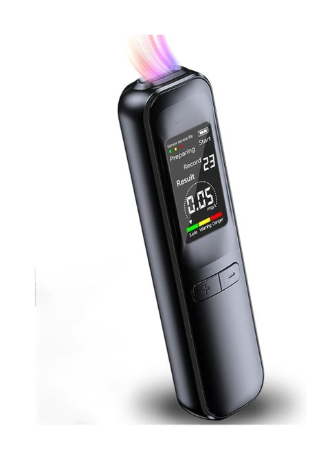 Non-Contact Breathalyzer, Portable Professional Digital Breathalyzer Tester with 3-Color Screen Display, Breathalyzer Tester with Type-C, Memory Warning Function for Home or Party Use, Black
