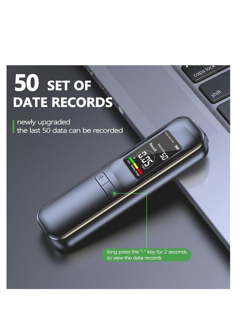 Excefore - Non-Contact Breathalyzer, Portable Professional Digital Breathalyzer Tester with 3-Color Screen Display, Breathalyzer Tester with Type-C, Memory Warning Function for Home or Party Use, Black - Image 1