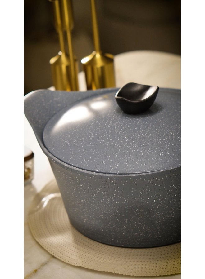 Glory Set of 11 cookware (18 + 20 + 24 + 28) cm+ Grill 28 cm + 2 Mask Grey - Image 4