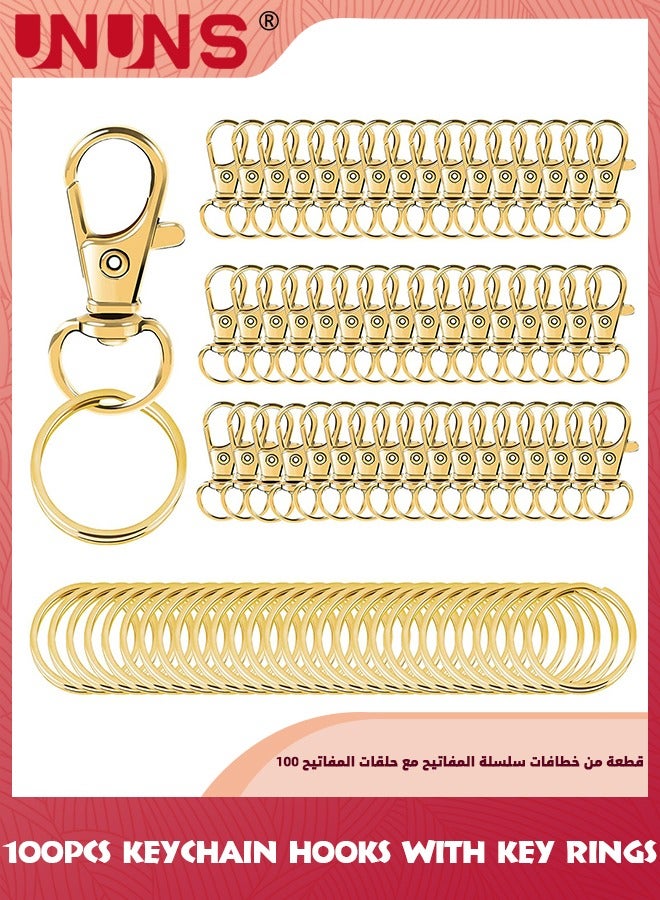 UNUNS 200 PCS Keychain Hooks With Key Rings,Metal Swivel Lobster Claw Clasps,For Keychain Clip Lanyard,Jewelry Making,Crafts,Golden - Image 1