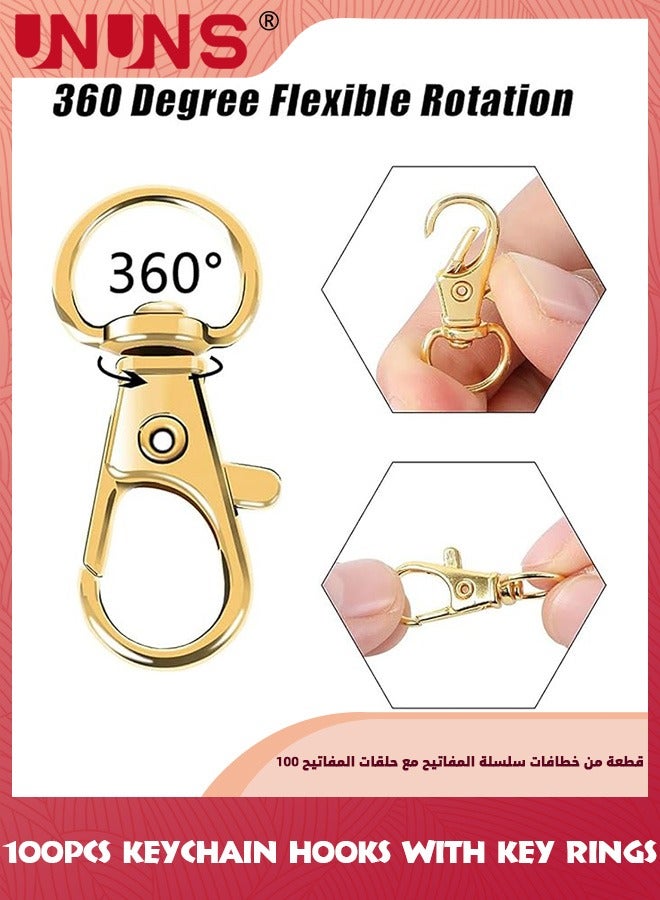 UNUNS 200 PCS Keychain Hooks With Key Rings,Metal Swivel Lobster Claw Clasps,For Keychain Clip Lanyard,Jewelry Making,Crafts,Golden - Image 3
