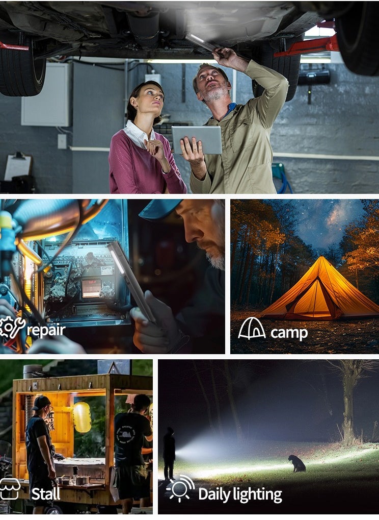 ZONIX Ultra-Portable Magnetic Flashlight - 6 Light Modes (Spotlight/COB/SOS), 500-Lumen, USB-C Fast Charge, IPX4 for Mechanics/Emergency/Camping (Silver)  - Image 4