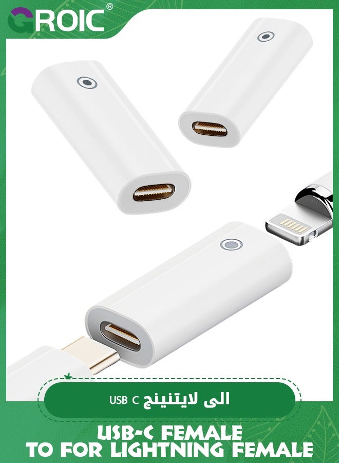 GROIC 2 Pack USB C to Pencil 1st Gen Adapter, USB-C Female to for Lightning Female Adapters for Apple Pen 1 Generation Type C iPencil Charging Adapter for iPad 10 2022 Bluetooth Pairing Charger Converter