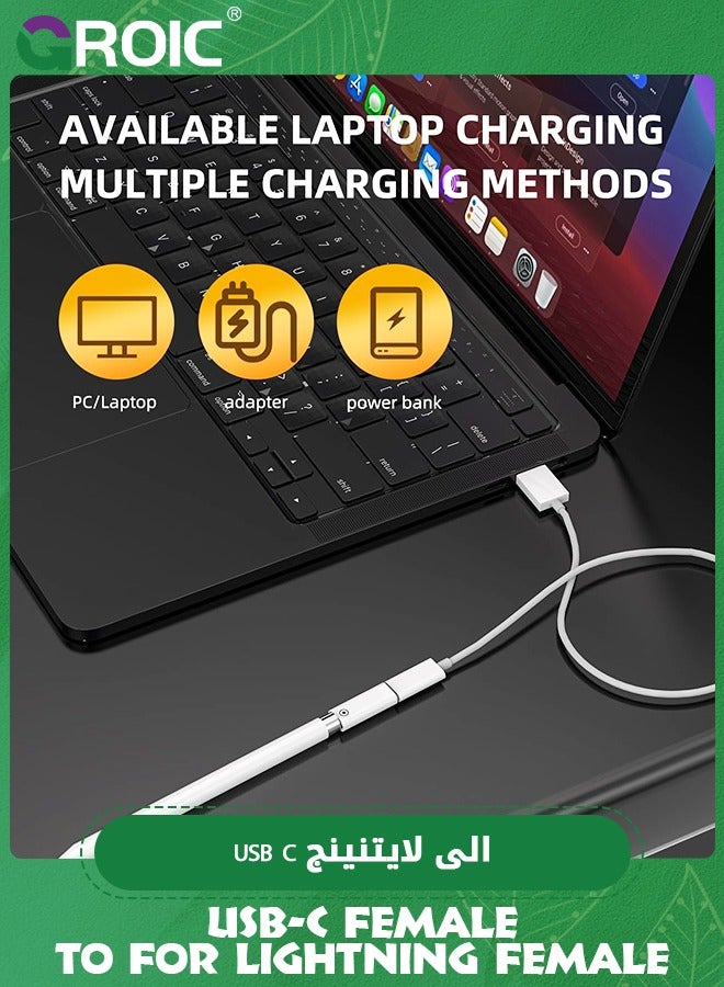 GROIC 2 Pack USB C to Pencil 1st Gen Adapter, USB-C Female to for Lightning Female Adapters for Apple Pen 1 Generation Type C iPencil Charging Adapter for iPad 10 2022 Bluetooth Pairing Charger Converter  - Image 3