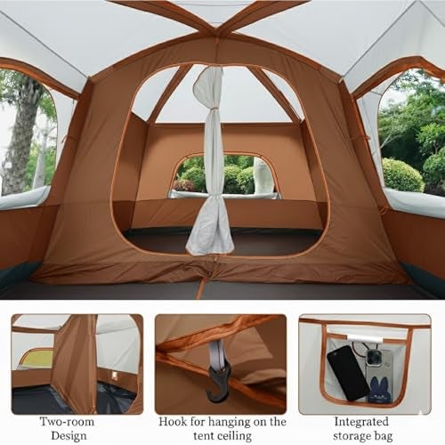 Nasmodo Polyester 5-9 Person Camping Tent for Adults Waterproof Outdoor Dome Camping Tent House for Camping Travel, Picnic, Hiking,Trekking Portable Big Dome Tent House (M-380 * 260 * 190cm, Brown) - Image 4