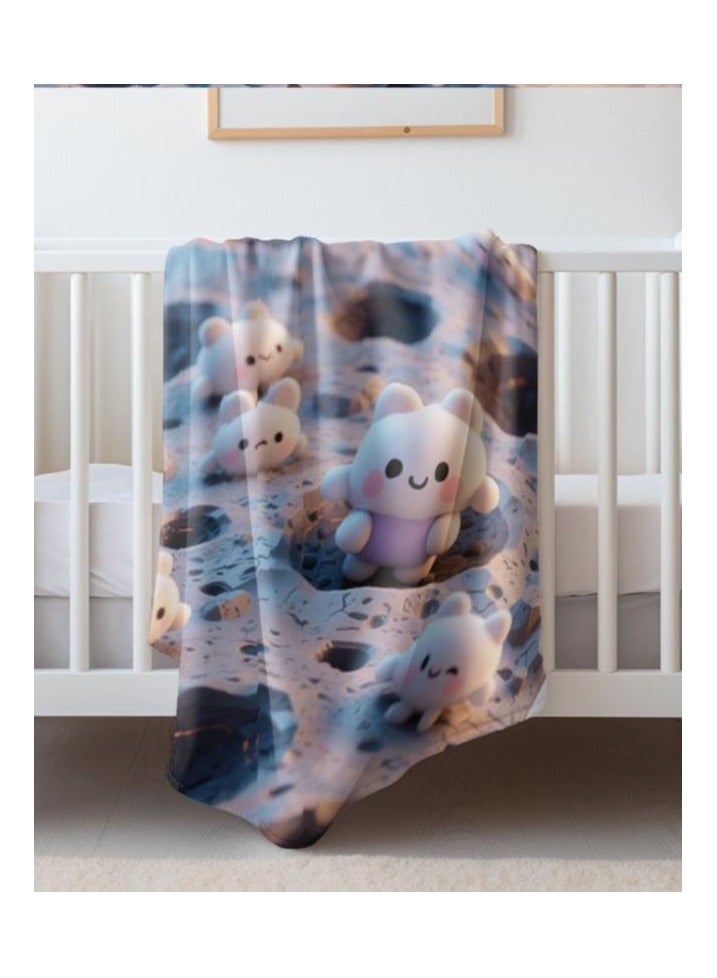 عام بطانية رقيقة من الفانيلا الكرتونية للأطفال أو الطلاب (دافئة ومريحة ومناسبة للنوم والألعاب) 100 سم * 150 سم - Image 1