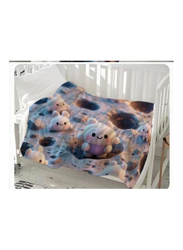 عام بطانية رقيقة من الفانيلا الكرتونية للأطفال أو الطلاب (دافئة ومريحة ومناسبة للنوم والألعاب) 100 سم * 150 سم - Image 3