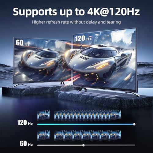 llano HDMI 2.1 Switch 8K@60Hz 4K@120Hz, 48Gbps Bidirectional 2-in-1 HDMI Splitter Switch, Supports VRR HDR10 Dolby Atmos, Compatible with PS5 Xbox Apple TV Roku, Aluminum Alloy Case - Image 3