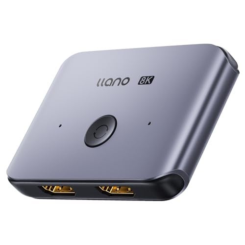 llano HDMI 2.1 Switch 8K@60Hz 4K@120Hz, 48Gbps Bidirectional 2-in-1 HDMI Splitter Switch, Supports VRR HDR10 Dolby Atmos, Compatible with PS5 Xbox Apple TV Roku, Aluminum Alloy Case - Image 1